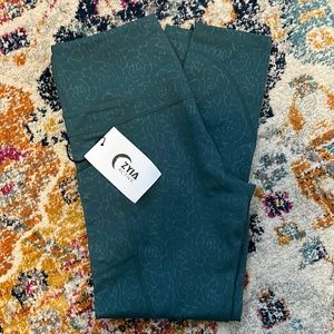 Zyia dark teal floral pocket high-rise 7/8 leggings